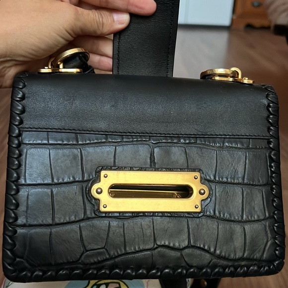 💯 % authentic Prada Black Smooth Calfskin and matte crocodile Cahier bag - Picture 10 of 16
